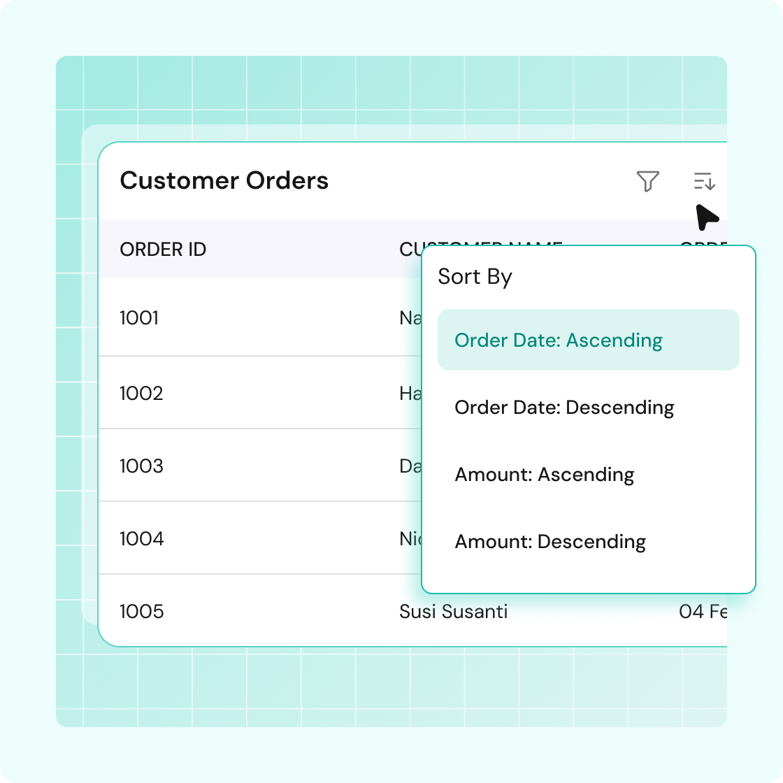 Custom sorting options