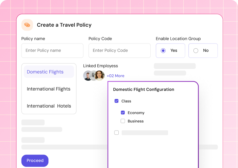 Configurable travel policy