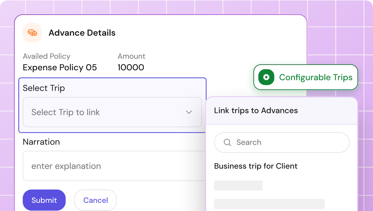 Linking trip request to an advance