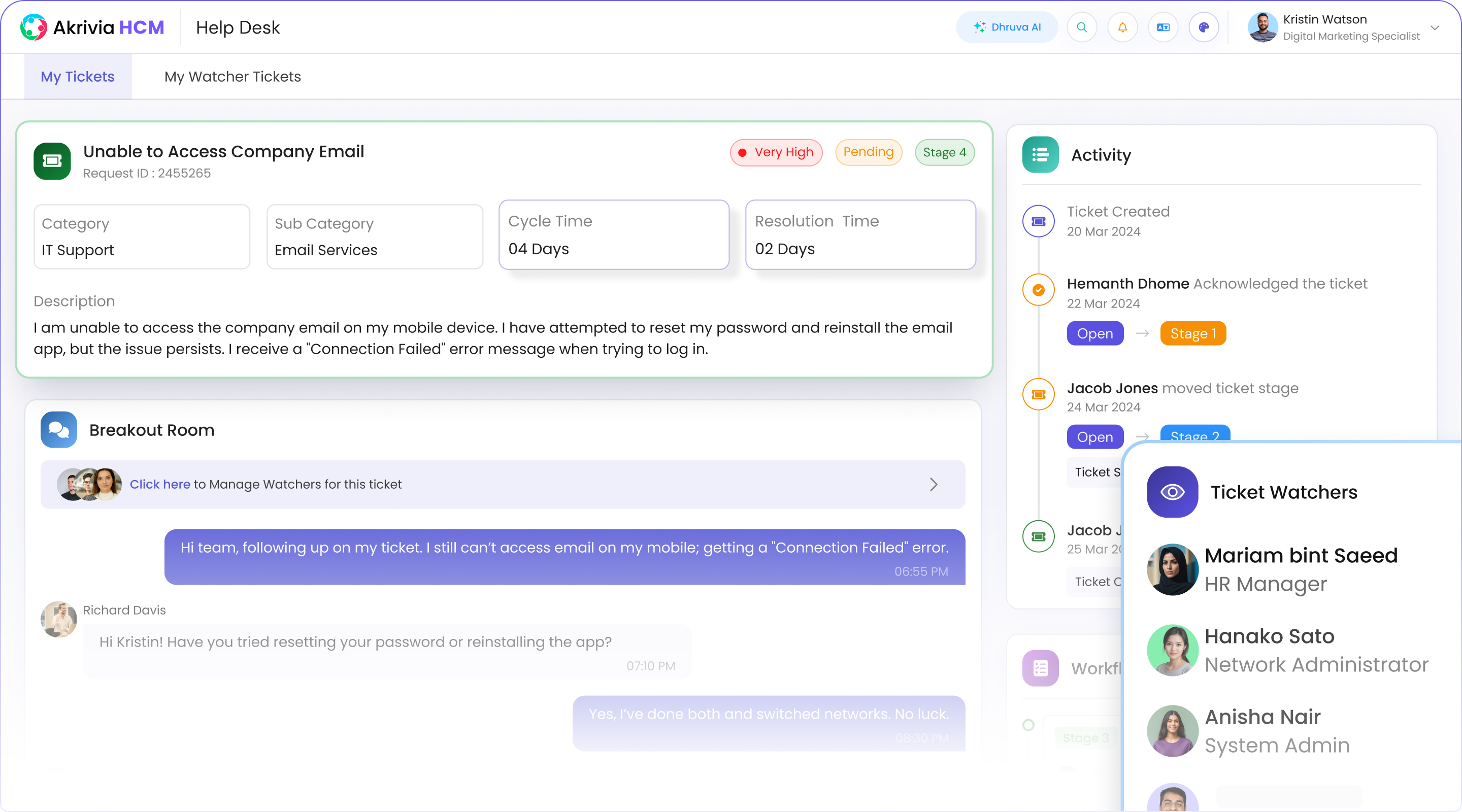 Help desk dashboard