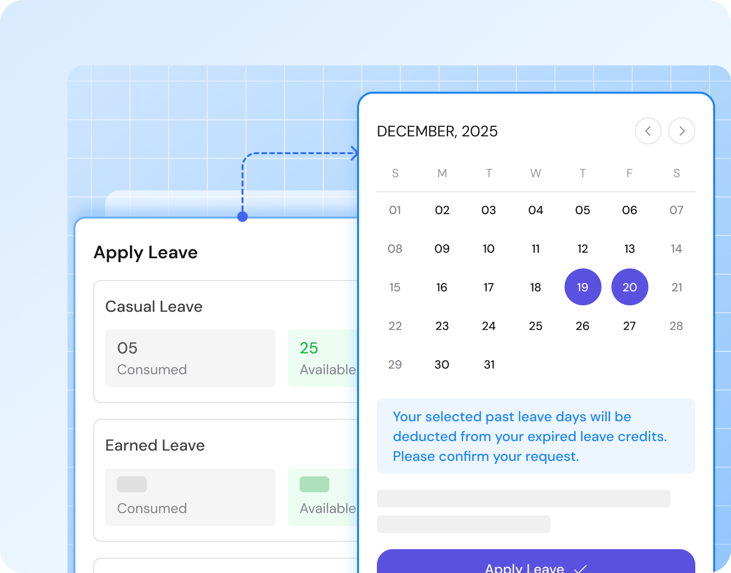 Leave based on lapsed and projected balance