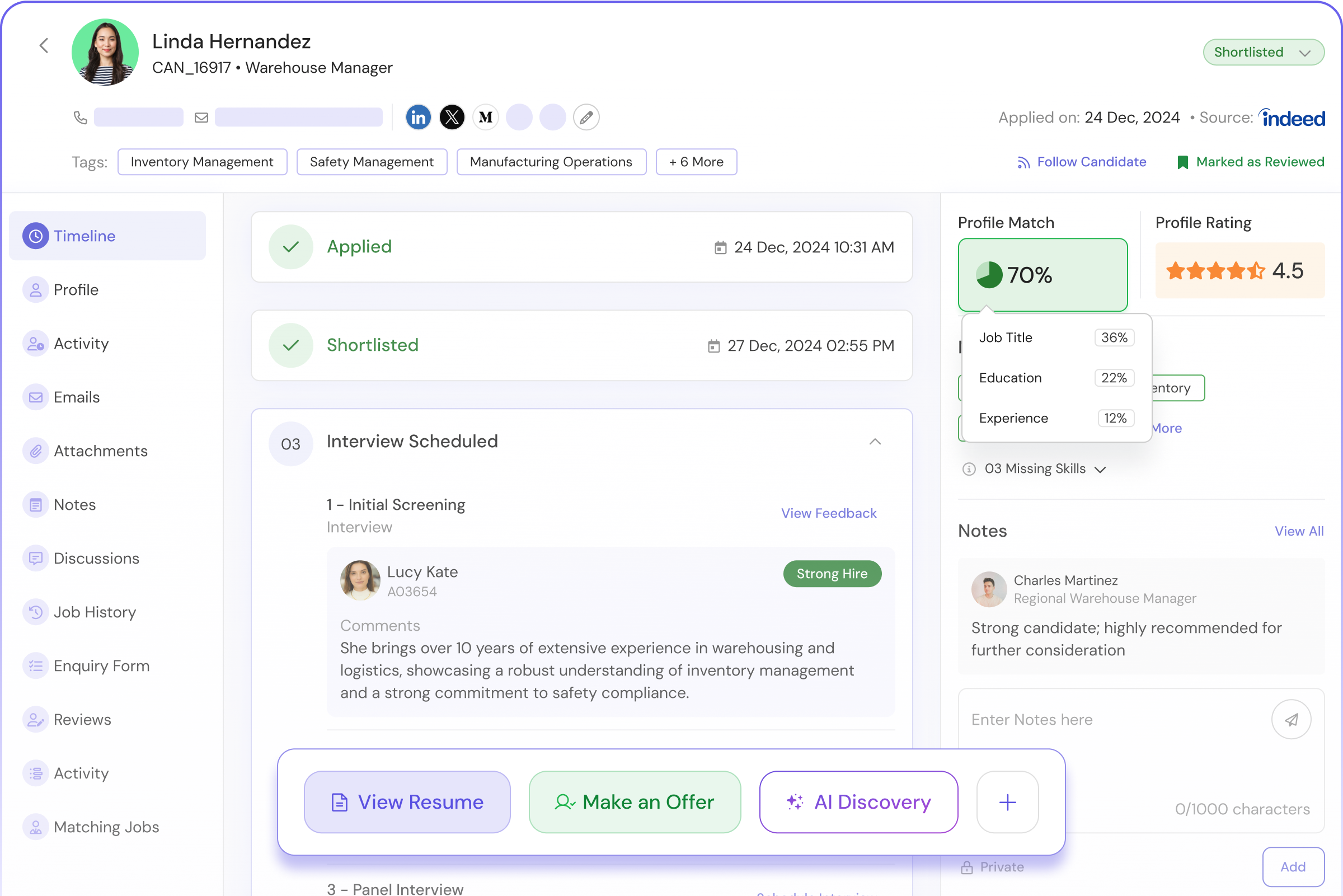 Recruitment dashboard