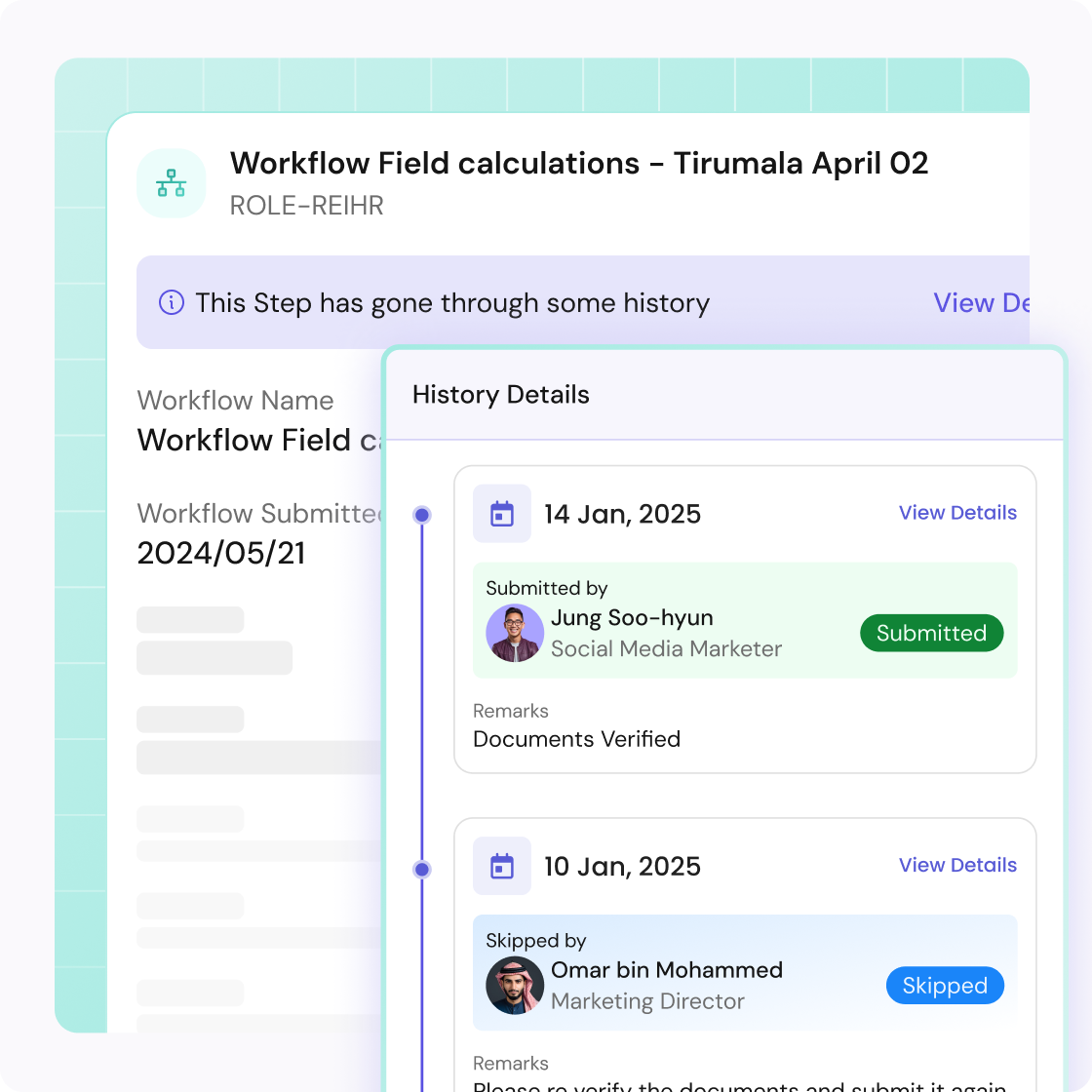 Workflow history