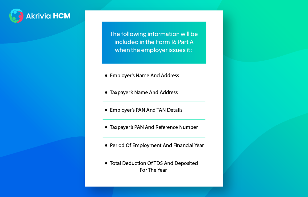 Components of form 16A