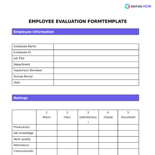 Employee Evaluation Form Template