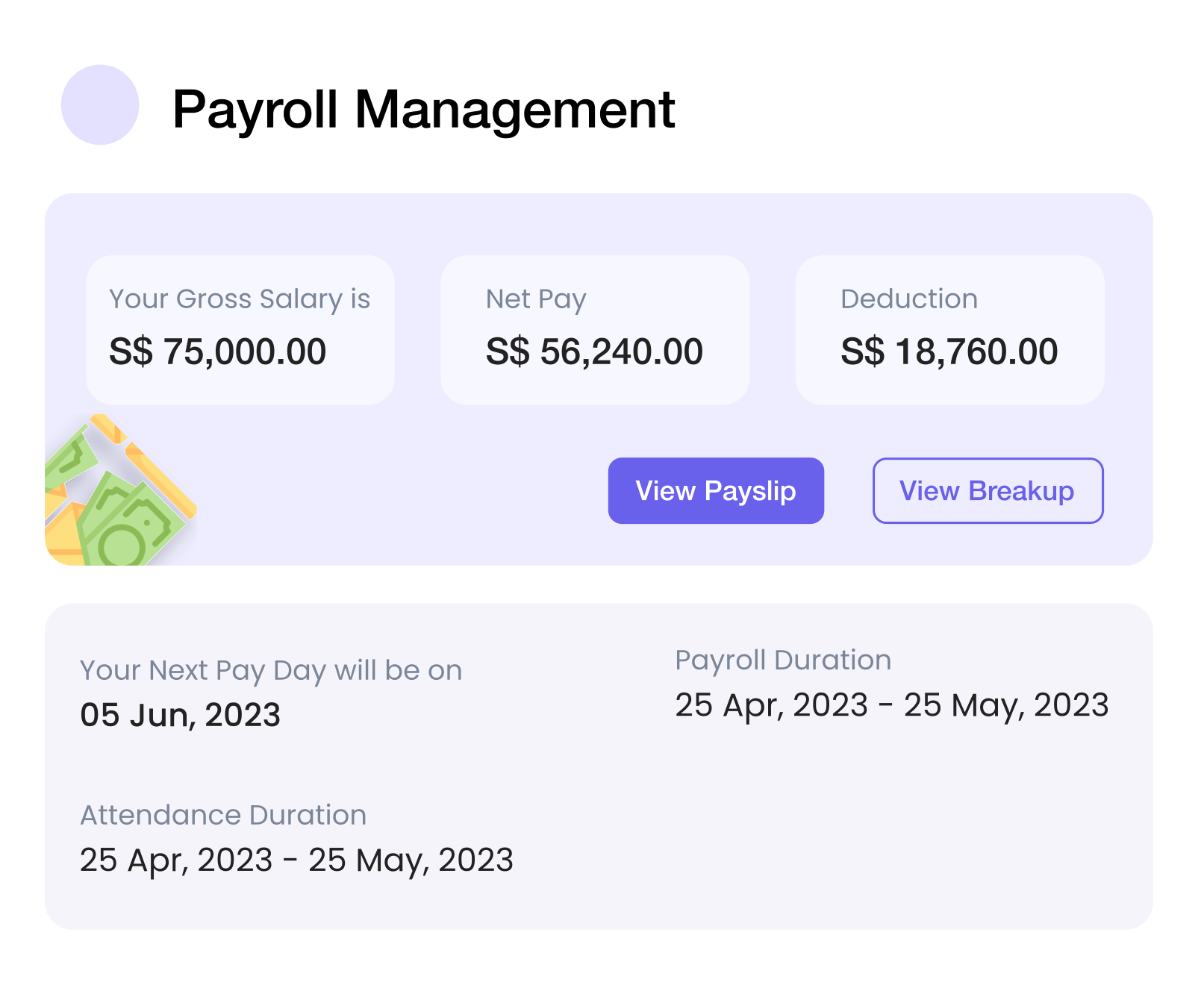 Payroll Management Dashboard of Akrivia HCM Singapore
